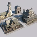 European Style Architecture Featuring Lighthouse Cottages Sloped Roofs And Wooden Structures