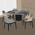 Modern Dining Table and Chair Combination Round Dining Table Dining Chair 3d model