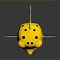 Yellow Pufferfish Character and Marine Creature Design with Black Spots White Fins and Green Eyes
