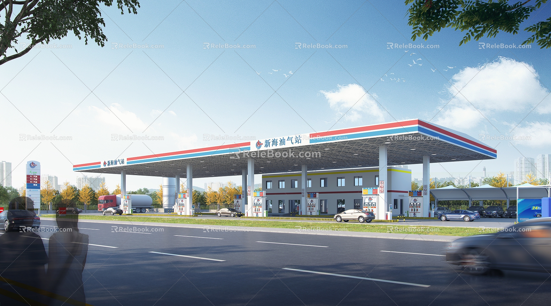 Modern Gas Station 3d model