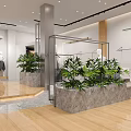 SHENDIAY Mall Store Modern Exterior With Glass Doors Shop Window Mannequins And Green Plants