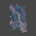 Vibrant Abstract Leaf Sculpture With Metallic Texture On Dark Decorative Base