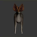 Brown And Red Mythical Creature With Large Ears Spiked Back And Dog Like Body