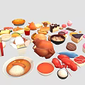Variety Of Tasty Foods With Desserts Fast Food Baked Goods And Fruits