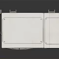 White Outdoor Air Conditioner Fan Unit with Metal Frame Mounting Brackets and Ventilation Grille