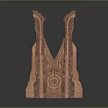 Wood And Stone Artistic Sculpture With Symmetrical Design Intricate Textures And Natural Tones