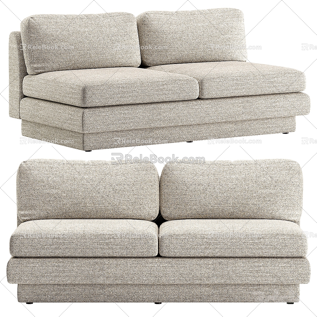 Modern Simple Double Sofa Sofa Simple Double Sofa Pillow 3d model