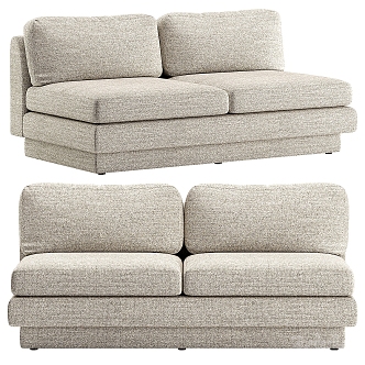 Modern Simple Double Sofa Simple Double Sofa Pillow 3d model