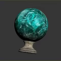 Turquoise Decorative Crystal Sphere With Intricate Texture On Stone Base