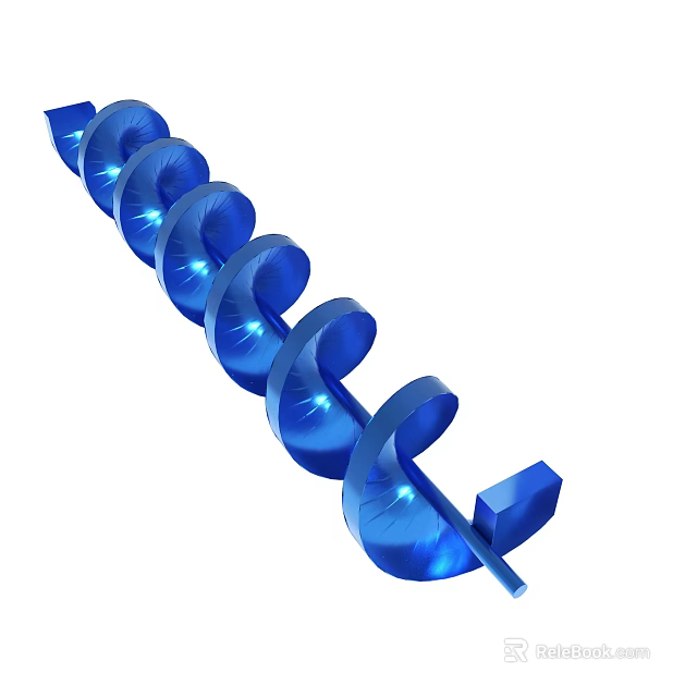 Blue Spiral Shaped Mechanical Component With Glossy Surface And Curved Structure 3d model
