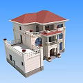 Elegant Detached Villa Exterior With Red Roof Trees Lawn Driveway And Car