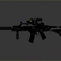 Modern Tactical Rifle with Scope Attachment Black and White Body Grip and Barrel