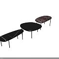 Elegant Modern Coffee Table With Red Marble Top And Black Metal Frame