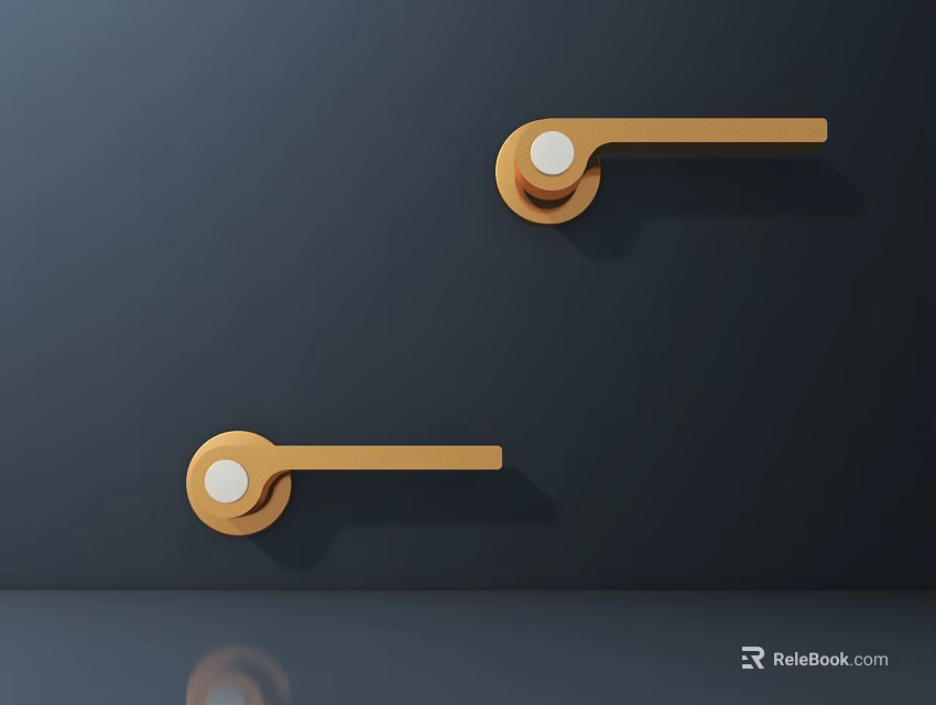 Golden Modern Door Handle Design For Home With Sleek Dark Background 3d model 