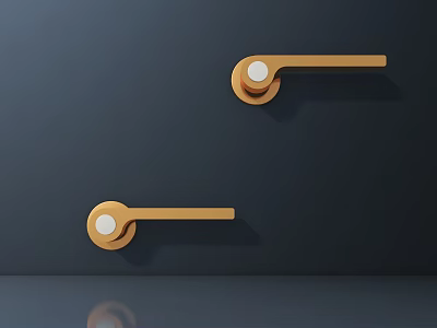 Golden Modern Door Handle Design For Home With Sleek Dark Background 3d model