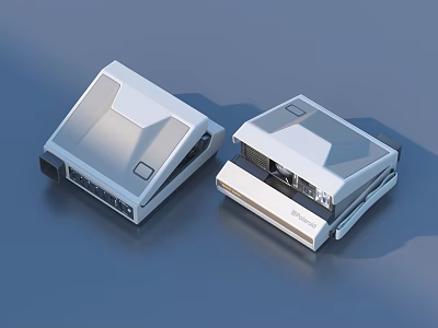Modern Projection Monitoring Devices With White Casing And Dual Units 3d model