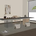 Tea Table and Chair Combination Solid Wood Tea Table Tea Table Acrylic Tea Table Tea Room Tea Set Combination 3d model