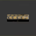 Worn Concrete Traffic Barrier With Yellow And Black Stripes And Textured Surface