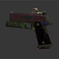 Modern Tactical Pistol Featuring Silencer Attachment Top Mounted Sight And Black Grip