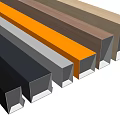 Diverse Building Components Featuring Rectangular Tubes In Multiple Colors With Metal Wood Finishes 3d model