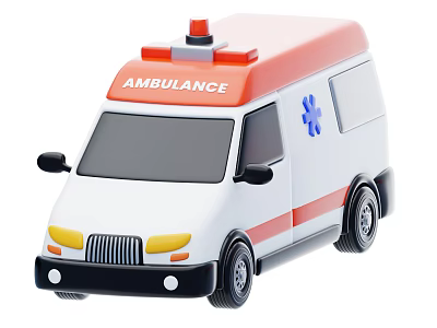 Toy Ambulance Car With Red Siren Light Blue Medical Cross And White Red Body 3d model
