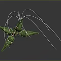 Green Fantasy Character Creature With Detailed Wings And Long Antennae 3D Model Design