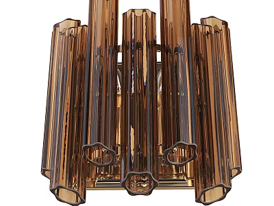 Contemporary Brown Glass Cylindrical Wall Lamp With Metal Frame For Home Interior Lighting 3d model