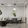 Modern Living and Dining Room Interior With Sofa Coffee Table TV Wall And Bookshelf