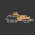 Yellow Tracked Engineering Vehicle with Red Front Component on Sandy Ground 3d model