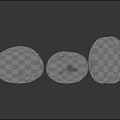 Three Fresh Orange Brown Potatoes With Speckled Surface On Black Reflective Background