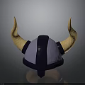 Viking Helmet Design With Purple Dome And Yellow Curved Horns