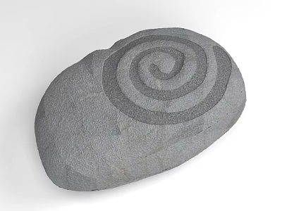Natural Stone And Wood Decorative Object With Spiral Engraved Pattern Design 3d model