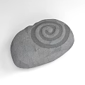 Natural Stone And Wood Decorative Object With Spiral Engraved Pattern Design 3d model