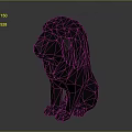 Black Low Poly Dog Sculpture With Geometric Design And Sitting Pose