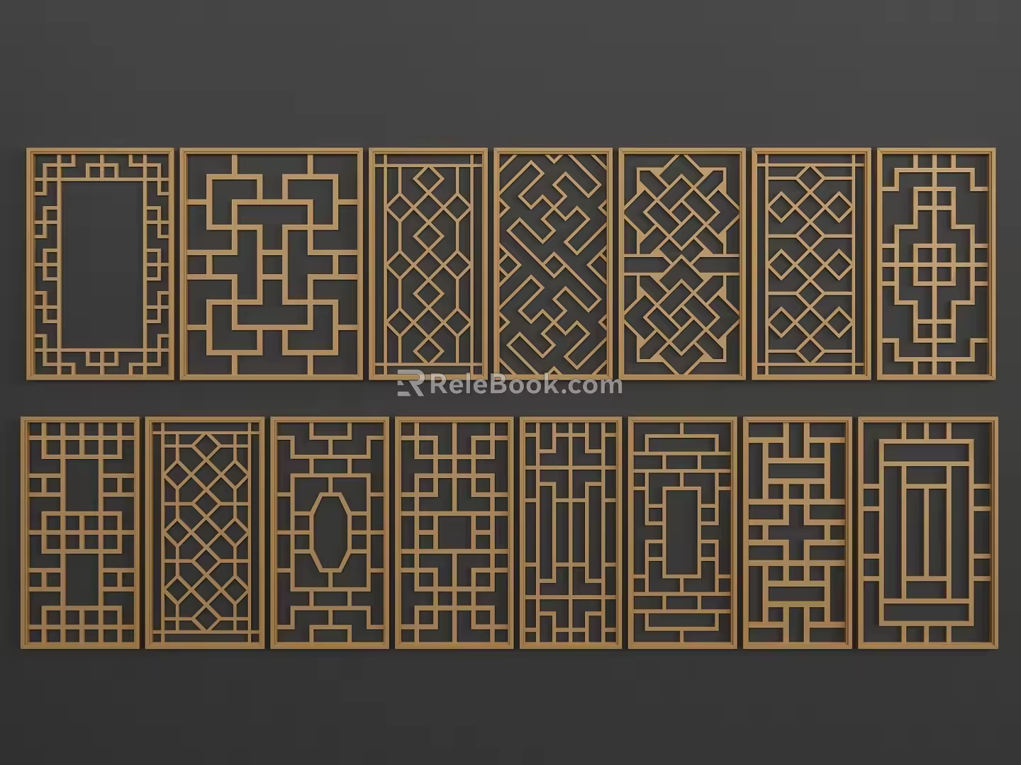 New Chinese-style openwork window component 3d model