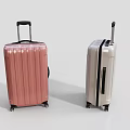 Pink and Silver Hard Shell Travel Suitcases with Trolley Handles and Wheels