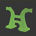 Ancient Bronze Sculpture With Double Dragon Heads Green Patina And H Shaped Structure