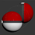 Smart Machine Poké Balls Red And White Open Closed With Metallic Interior 3d model
