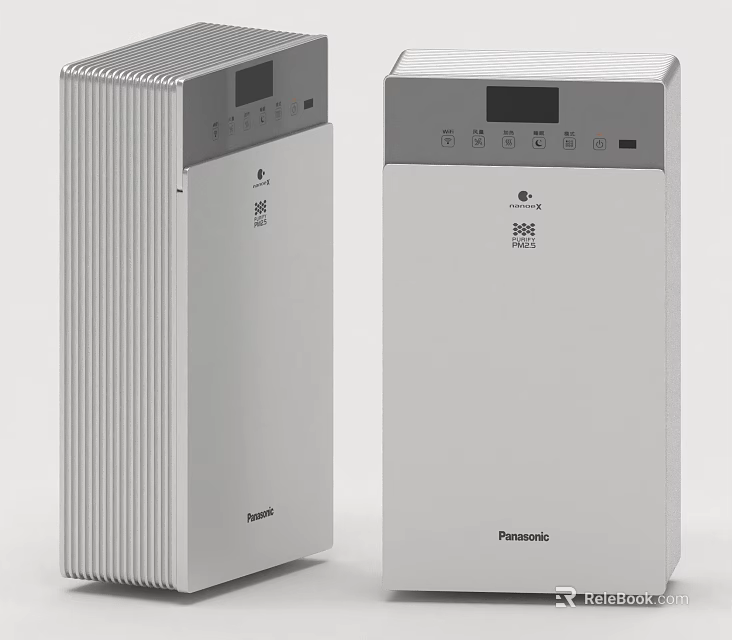 Two Panasonic Air Purifiers With Modern Design For Home Use 3d model 