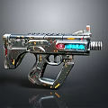 Futuristic Sci Fi Pistol With Metallic Texture And Glowing Blue