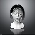 Realistic Human Head Model With Black Short Hair And Detailed Facial Organs