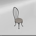 Simple Modern Single Chair With Curved Black Metal Backrest And Light Padded Seat