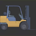Yellow Forklift Truck With Blue Roof And Front Forks 3D Rendering Design