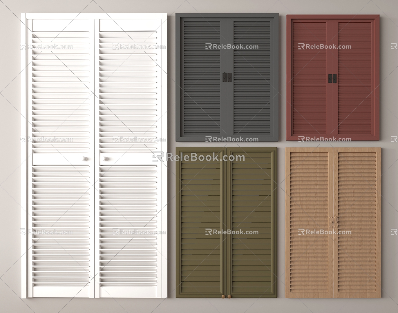 Louver shutter door 3d model