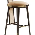 Modern Bar Stools with Metal Frame Gold Accents and Upholstered Beige Grey Seats