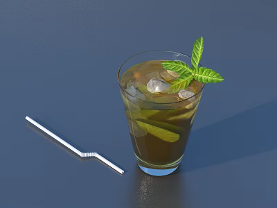 Juice Drink Glass Fruit Grape Straw Lifestyle Food 3d model