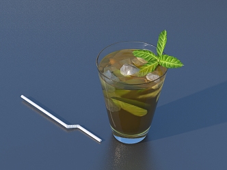 Juice Drink Glass Fruit Grape Straw Lifestyle Food 3d model