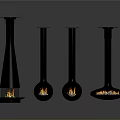 Gray Vertical Heaters with Various Designs and Flame Effect at Bottom for Home Use