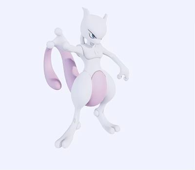 White and Pink Humanoid Doll With Long Tail in Standing Pose Smooth Surface Design 3d model