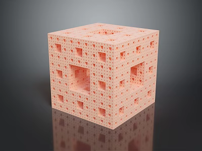 Pink Hollow Cube with Geometric Grid Pattern and Abstract Design Structure 3d model